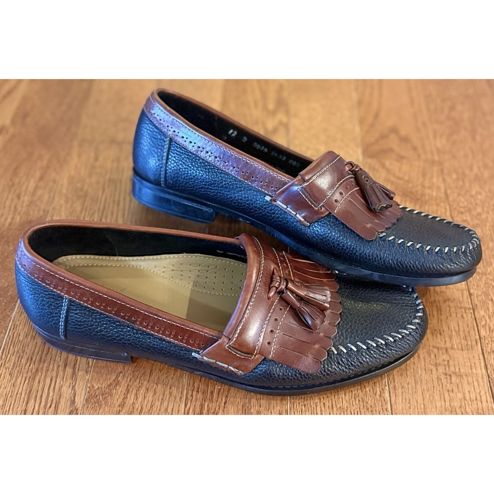 GH Bass & Co Weejuns Loafers Dress Shoes Men Sz 12 D Leather Slip On Black~Brown